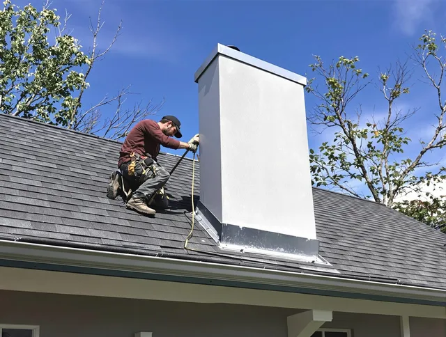 Enfield Chimney Sweep team member finishing chimney construction in Enfield, CT