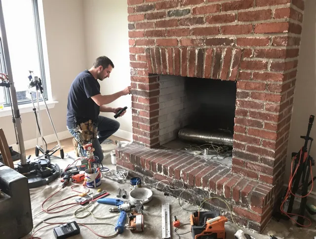 Enfield Chimney Sweep specialist finalizing chimney liner service in Enfield, CT