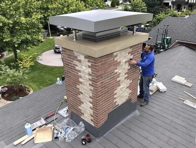 Enfield Chimney Sweep team working on a custom chimney remodel in Enfield, CT