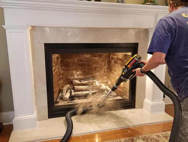 Fireplace cleaning performed by Enfield Chimney Sweep in Enfield, CT