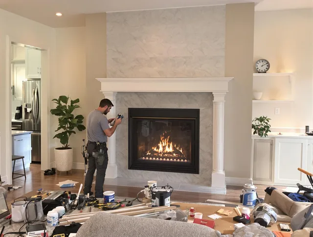 Newly installed fireplace by Enfield Chimney Sweep in Enfield, CT